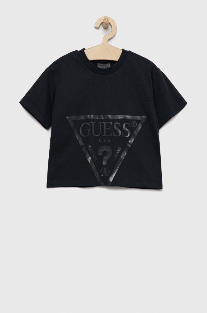 Дитяча бавовняна футболка Guess колір сірий