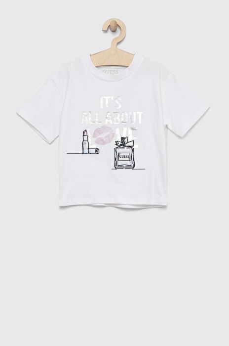 Дитяча бавовняна футболка Guess колір білий (2911903) Дитяча бавовняна футболка Guess колір білий (2911903)