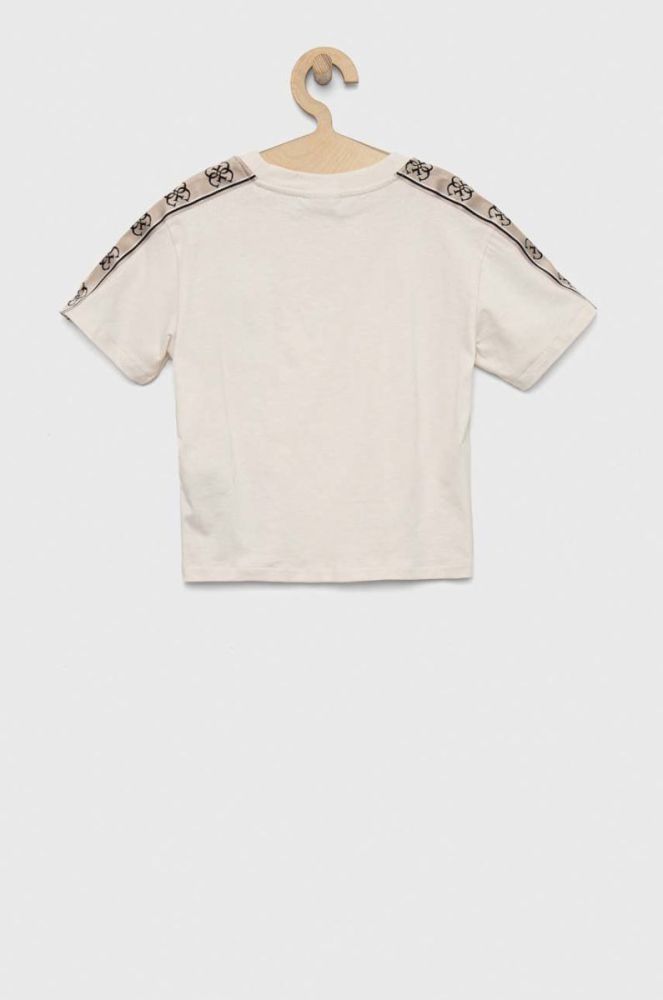 Дитяча бавовняна футболка Guess колір бежевий (2871465) фото 2