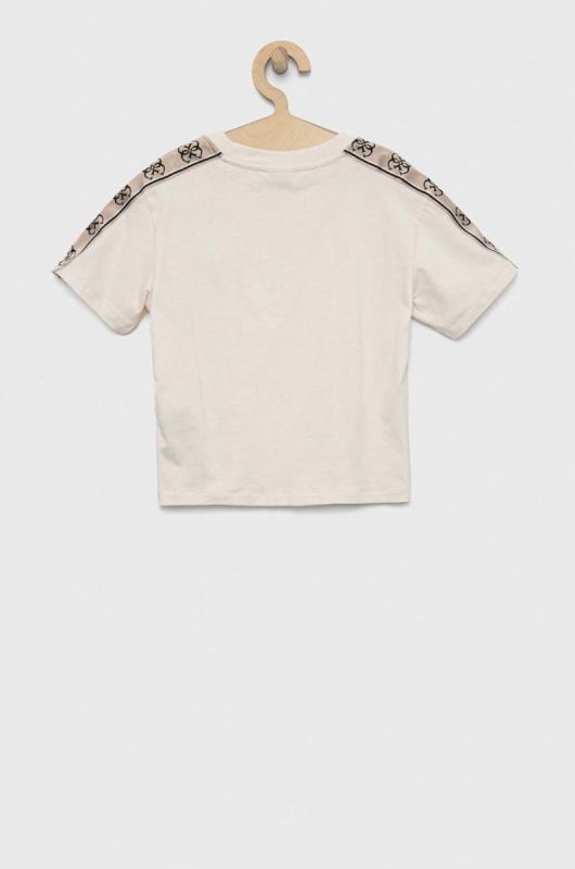 Дитяча бавовняна футболка Guess колір бежевий (2871465) фото 2
