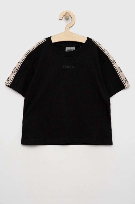 Дитяча бавовняна футболка Guess колір чорний (2871481)