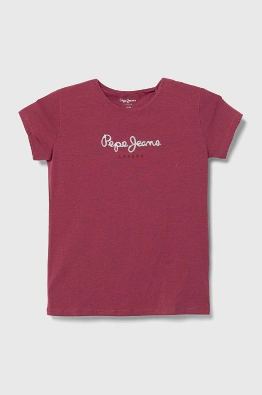 Дитяча футболка Pepe Jeans колір бордовий