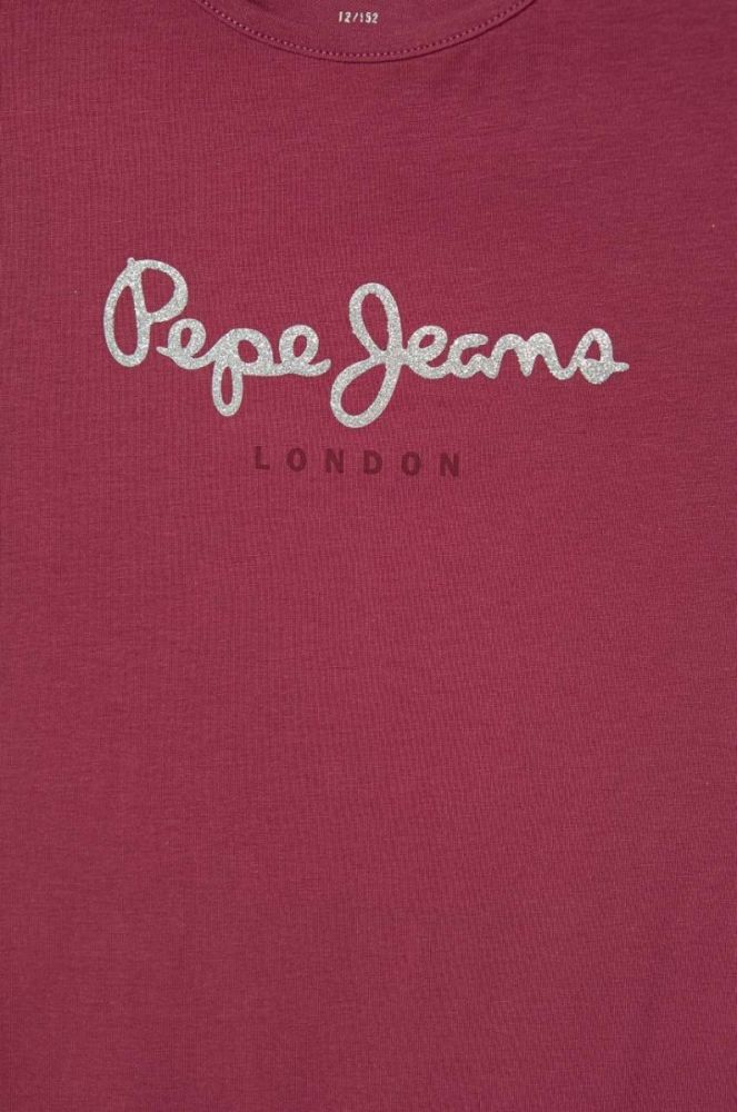 Дитяча футболка Pepe Jeans колір бордовий фото 3