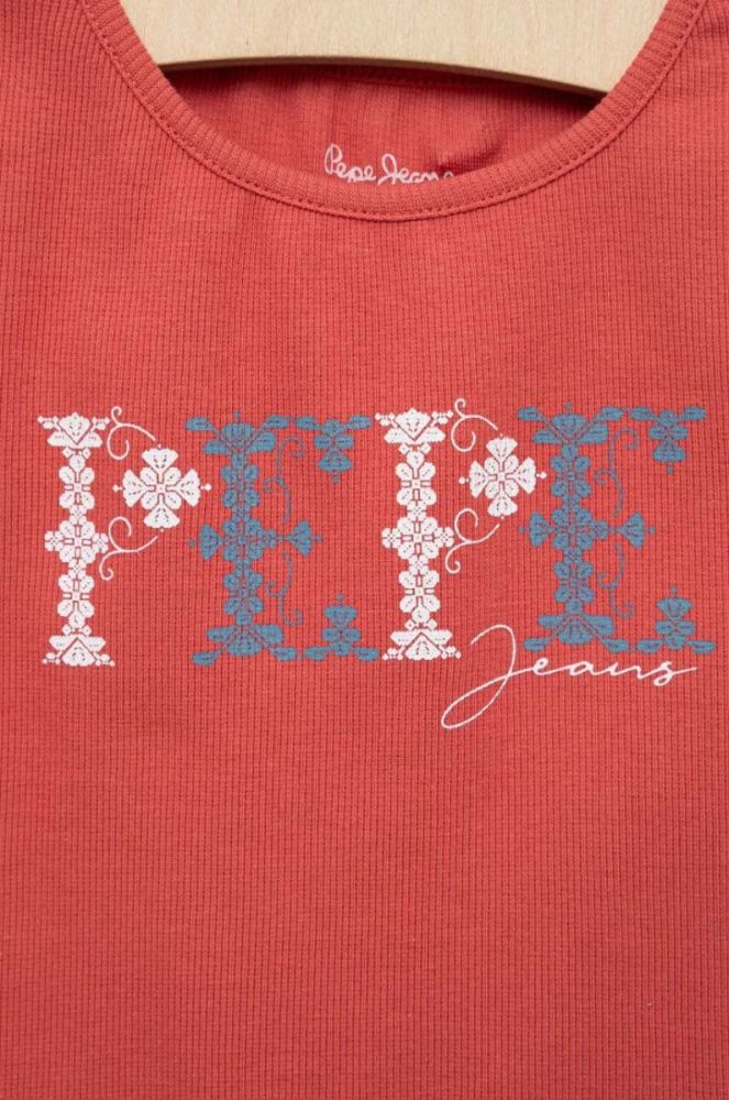 Дитяча футболка Pepe Jeans PJL GJ Non-denim колір червоний фото 3