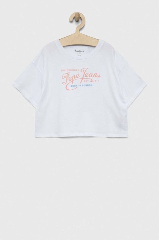 Дитяча бавовняна футболка Pepe Jeans Non-denim колір білий