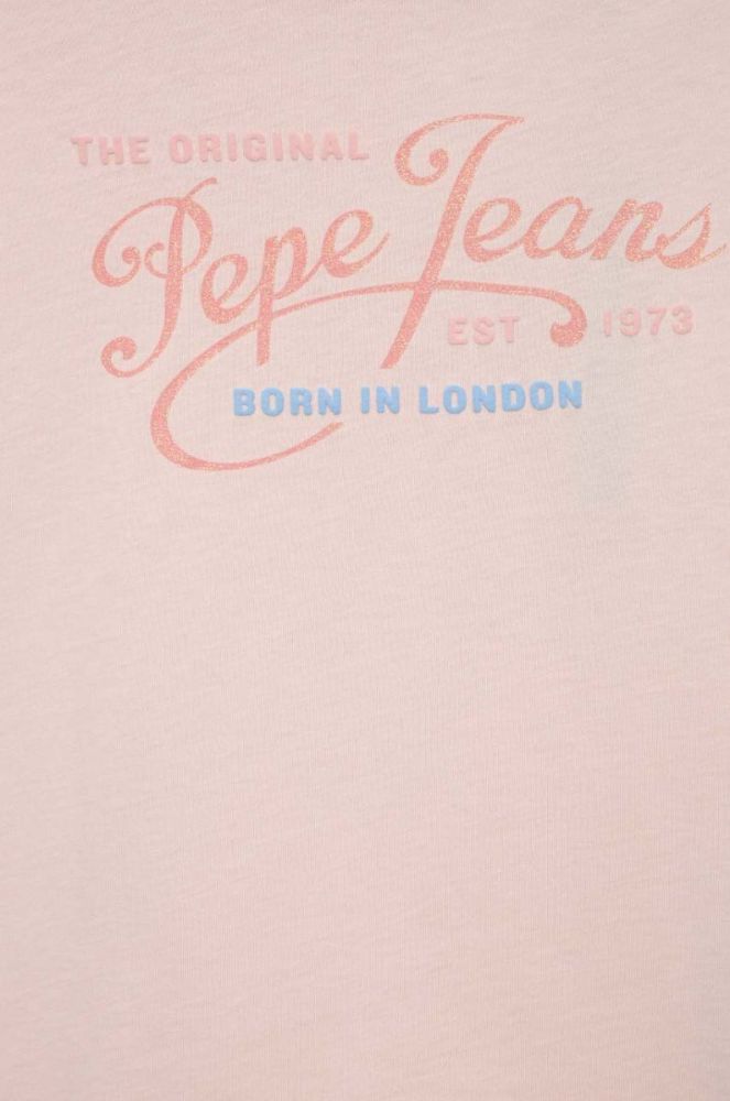 Дитяча бавовняна футболка Pepe Jeans Non-denim колір рожевий фото 3