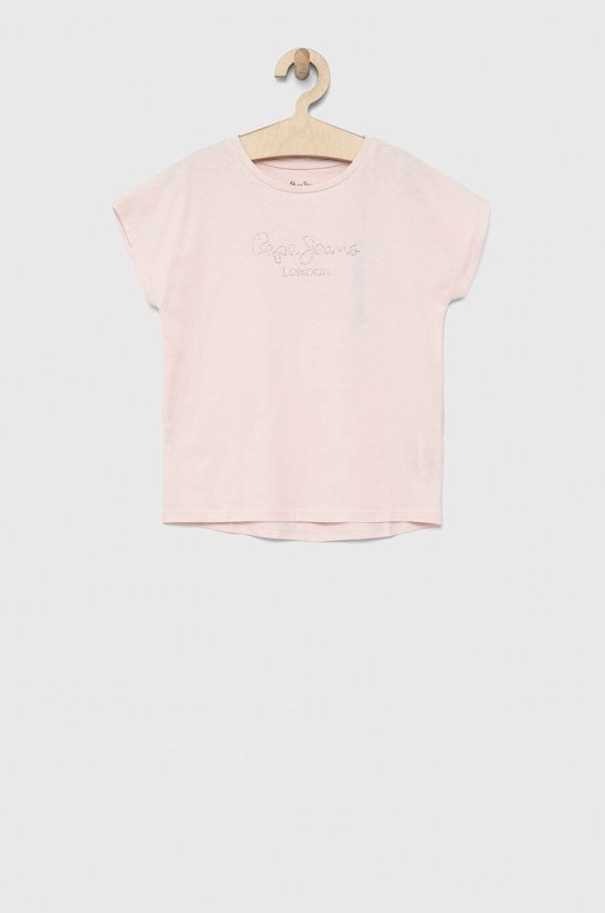 Дитяча бавовняна футболка Pepe Jeans Nuria колір рожевий