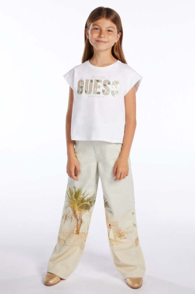 Дитяча бавовняна футболка Guess колір білий (3023873) фото 6