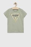 Дитяча бавовняна футболка Guess колір зелений (3047113)