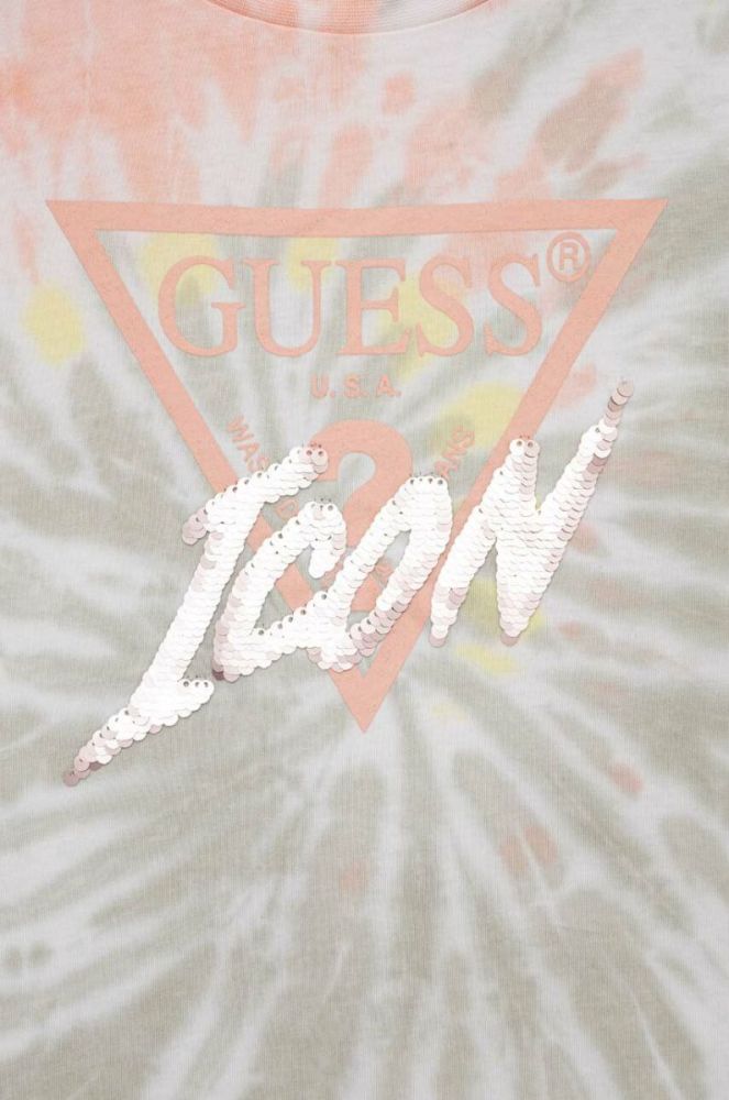 Дитяча бавовняна футболка Guess колір барвистий (3023885) фото 3