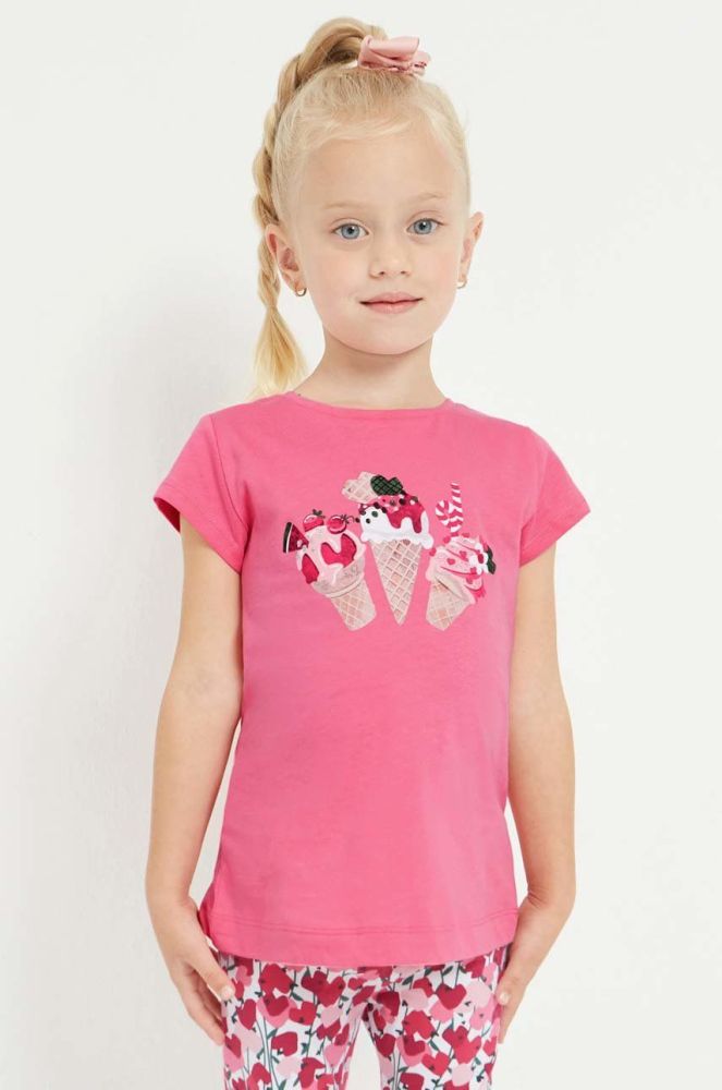 Дитяча бавовняна футболка Mayoral колір рожевий (2941182)