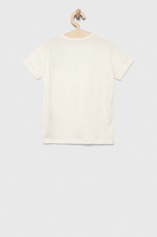 Дитяча бавовняна футболка United Colors of Benetton колір бежевий (3148764) фото 2