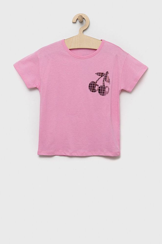 Дитяча бавовняна футболка United Colors of Benetton колір рожевий (3148770)