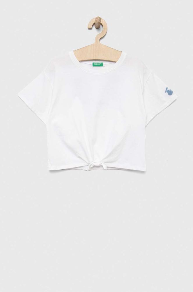 Дитяча бавовняна футболка United Colors of Benetton колір білий (3286289)