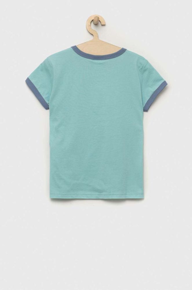 Дитяча бавовняна футболка United Colors of Benetton колір бірюзовий (3286325) фото 2