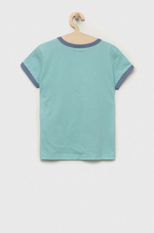 Дитяча бавовняна футболка United Colors of Benetton колір бірюзовий (3286325) фото 2