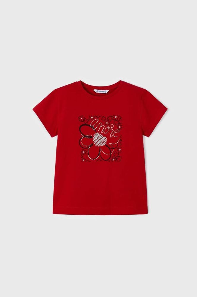 Дитяча бавовняна футболка Mayoral колір червоний (2945472)