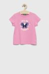 Дитяча бавовняна футболка United Colors of Benetton колір рожевий (3037189)
