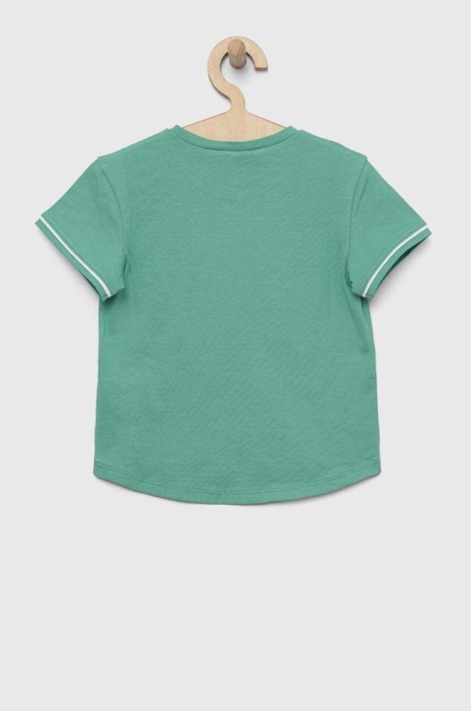 Дитяча бавовняна футболка United Colors of Benetton колір зелений (3145557) фото 2