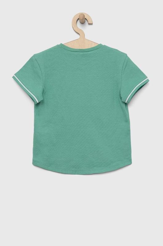 Дитяча бавовняна футболка United Colors of Benetton колір зелений (3145557) фото 2