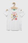 Дитяча бавовняна футболка United Colors of Benetton колір білий (3283290)