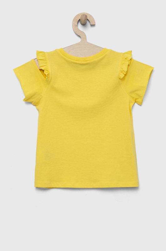 Дитяча бавовняна футболка United Colors of Benetton колір жовтий (3283295) фото 2