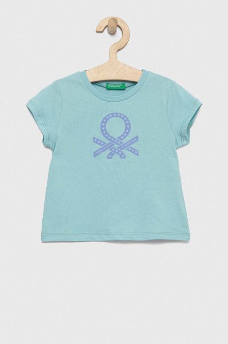 Дитяча бавовняна футболка United Colors of Benetton колір блакитний (2980817)