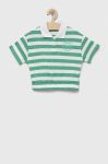 Дитяче бавовняне поло United Colors of Benetton колір зелений з коміром