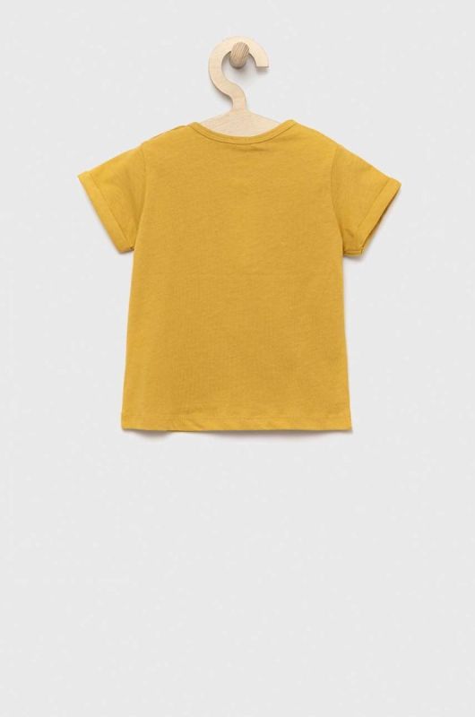Бавовняна футболка для немовлят United Colors of Benetton колір жовтий фото 2
