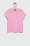 Дитяча бавовняна футболка United Colors of Benetton колір фіолетовий (2980825)