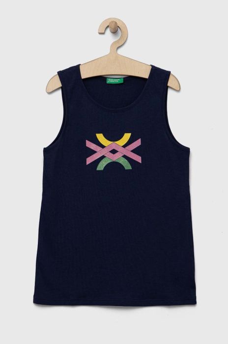 Дитячий бавовняний топ United Colors of Benetton колір синій (3275724)