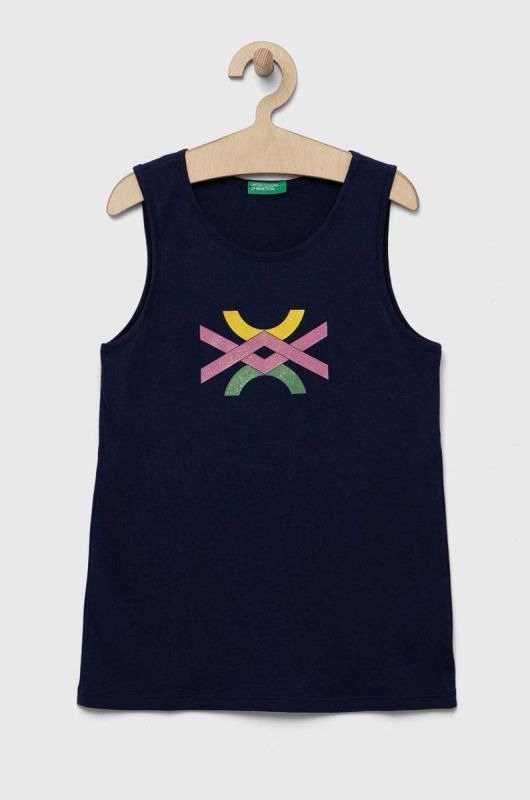 Дитячий бавовняний топ United Colors of Benetton колір синій (3275724)