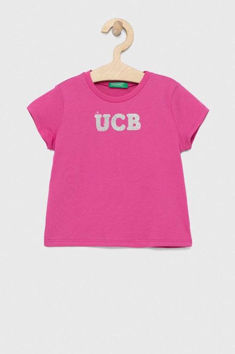 Дитяча бавовняна футболка United Colors of Benetton колір фіолетовий (2980859) Дитяча бавовняна футболка United Colors of Benetton колір фіолетовий (2980859)