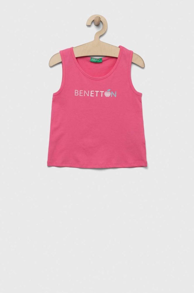 Дитячий бавовняний топ United Colors of Benetton колір рожевий (3280007)