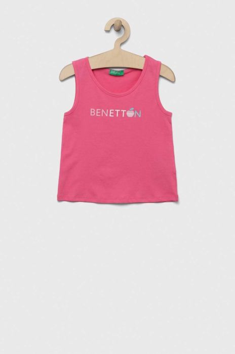 Дитячий бавовняний топ United Colors of Benetton колір рожевий (3280007)