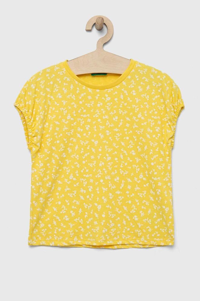 Дитяча бавовняна футболка United Colors of Benetton колір жовтий (3283300)