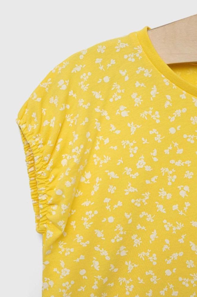 Дитяча бавовняна футболка United Colors of Benetton колір жовтий (3283300) фото 3