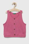 Дитячий бавовняний топ United Colors of Benetton колір рожевий (3280029)