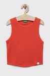 Дитячий бавовняний топ United Colors of Benetton колір червоний