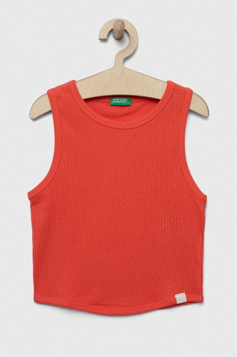 Дитячий бавовняний топ United Colors of Benetton колір червоний