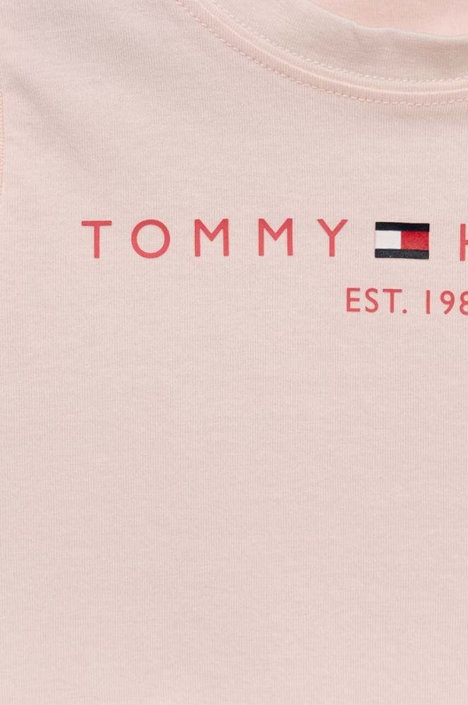 Дитячий бавовняний топ Tommy Hilfiger колір рожевий фото 3