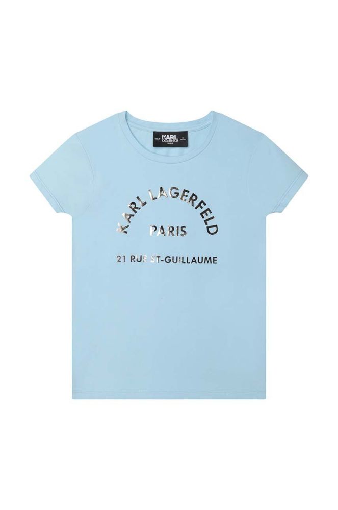 Дитяча бавовняна футболка Karl Lagerfeld колір блакитний (3072365)