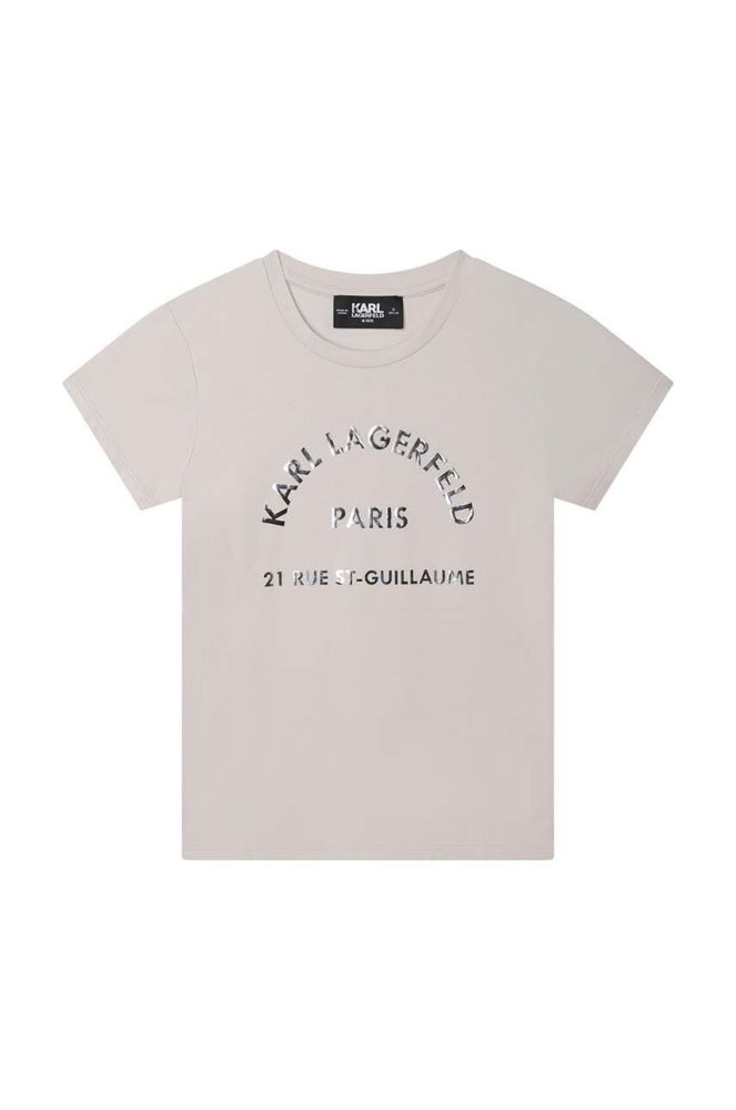 Дитяча бавовняна футболка Karl Lagerfeld колір бежевий (3072376)