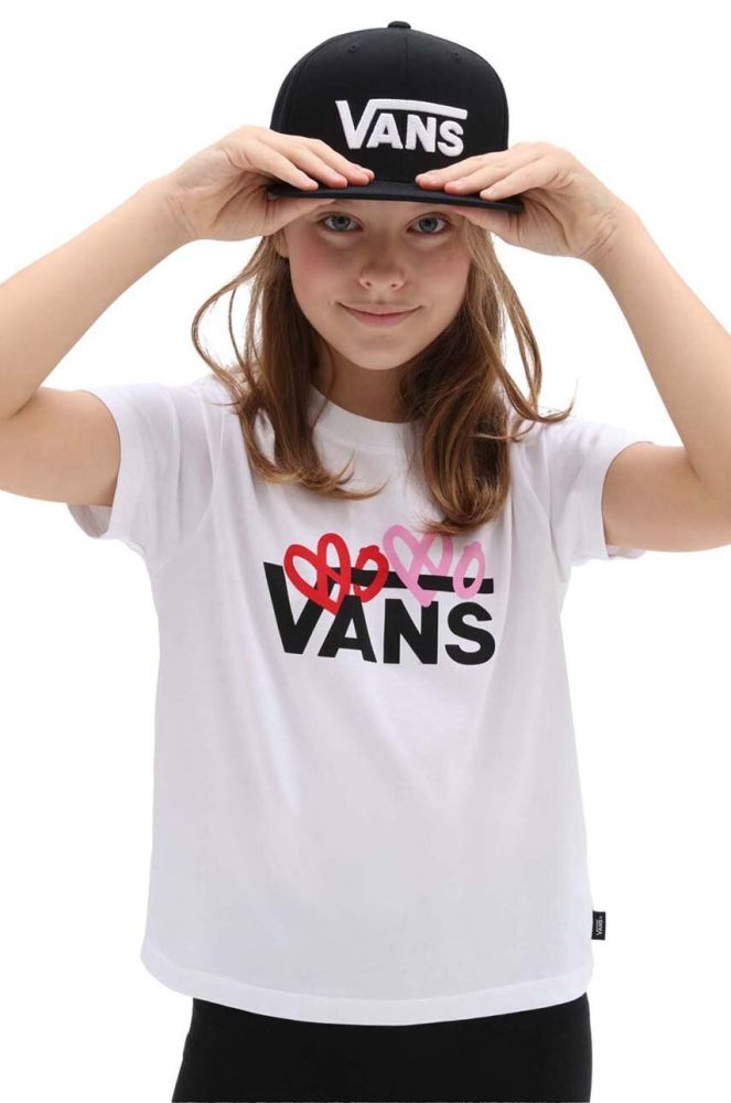 Дитяча бавовняна футболка Vans VALENTINES LOGO BOXY White колір білий