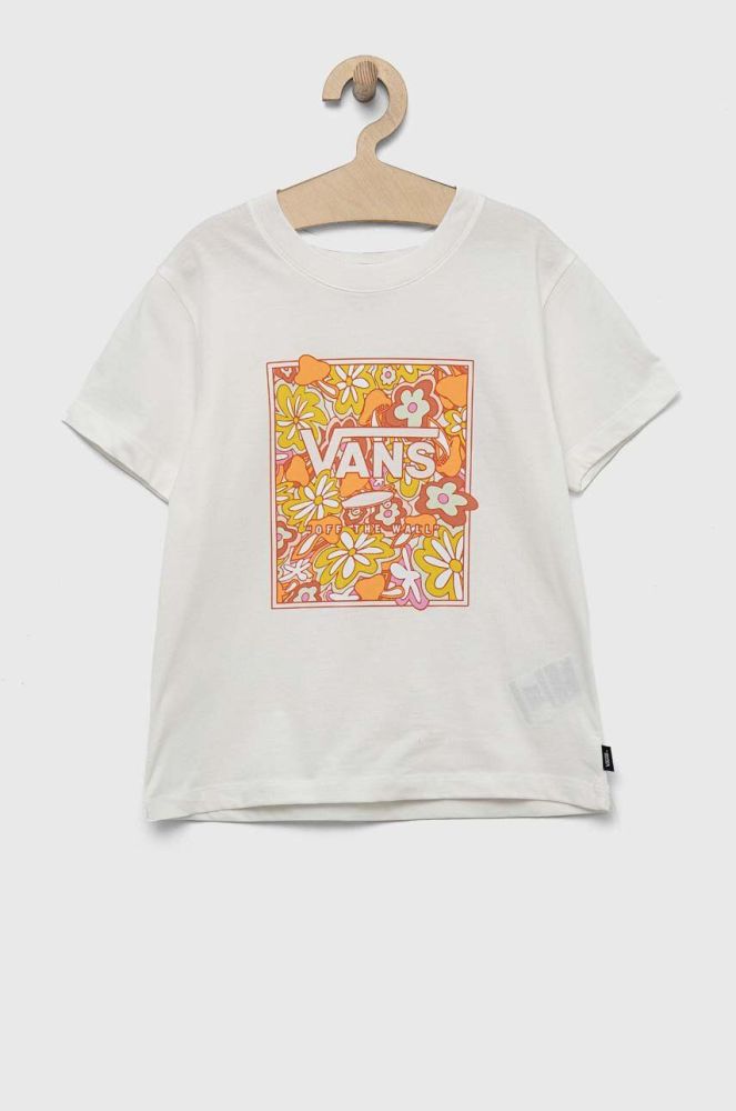 Дитяча бавовняна футболка Vans PSYCHEDELIC FLORAL BOX marshmallow колір білий