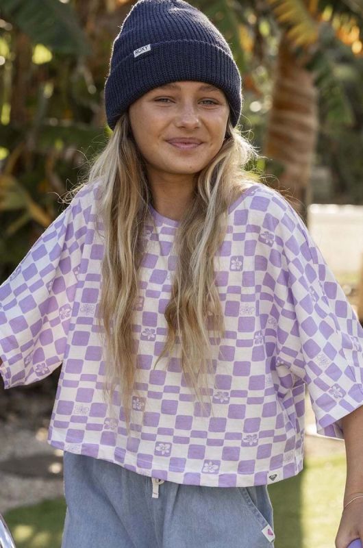 Дитяча бавовняна футболка Roxy колір фіолетовий фото 2