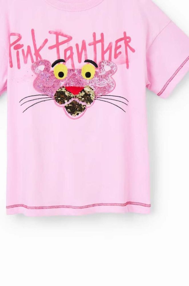 Дитяча бавовняна футболка Desigual Pink Panther колір рожевий фото 2