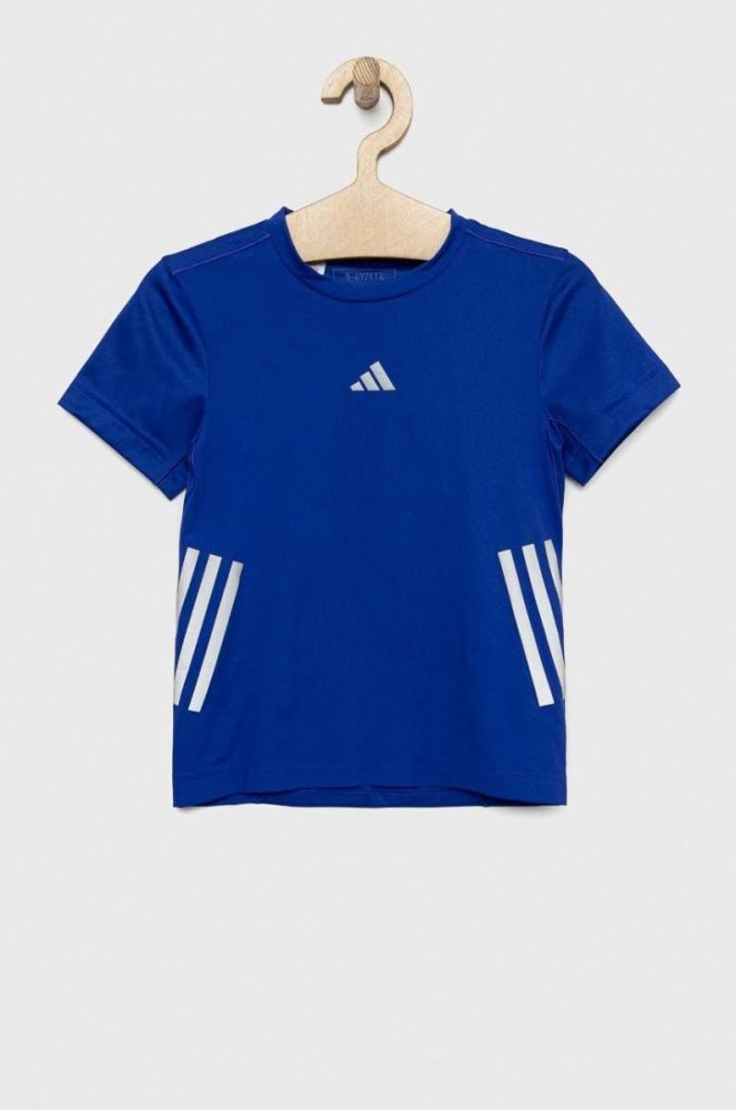 Дитяча футболка adidas U RUN 3S з принтом колір блакитний фото 2
