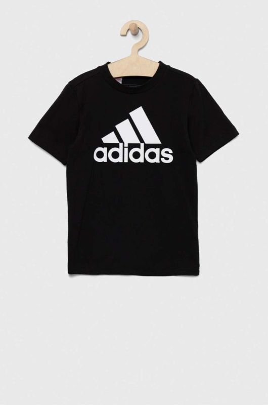Дитяча бавовняна футболка adidas U BL колір чорний з принтом фото 2