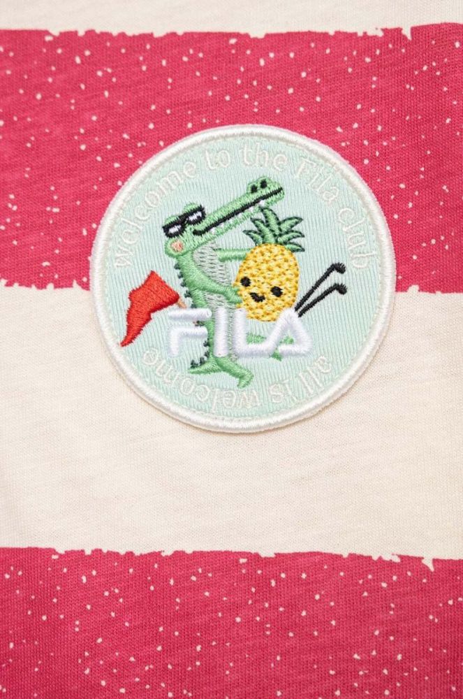 Дитяча бавовняна футболка Fila колір рожевий візерунок фото 3